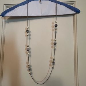Charter Club Crystal Filigree & Imitation Pearl Strand Necklace